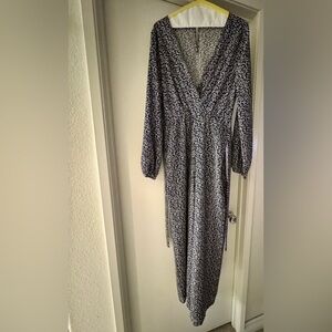 Sophisticated Navy and White Patterned Jumpsuit